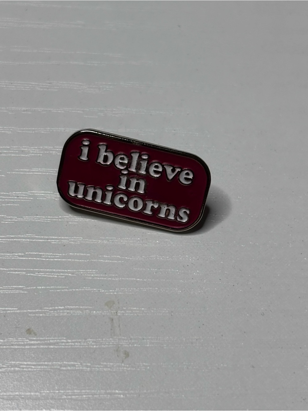 Pink "I Believe in Unicorns" Enamel Pin